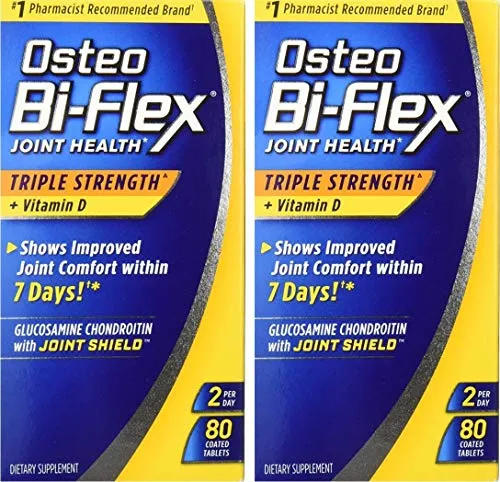 Osteo Bi-Flex Triple Fuerza   Vitamina D, comprimidos recubiertos - Paquete doble de 80 unidades cada uno