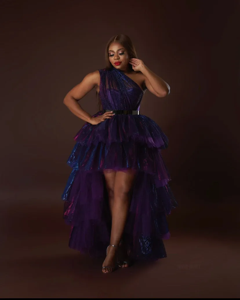 Oyemwen Holiday Collection Metallic Skirt Set Purple/Blue