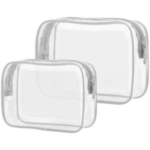 PACKISM Clear Makeup Bags, 2 Pack Quart Size Travel TSA Approved Travel for Toiletries,Cosmetic Bags Carry on Clear ToiletyTSA Approved Toiletry Bags, Grey