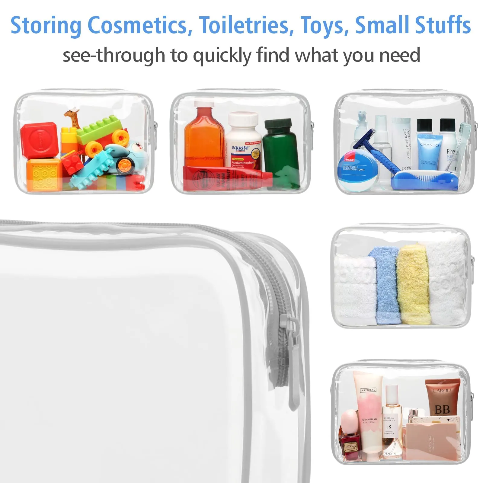 PACKISM Clear Makeup Bags, 2 Pack Quart Size Travel TSA Approved Travel for Toiletries,Cosmetic Bags Carry on Clear ToiletyTSA Approved Toiletry Bags, Grey