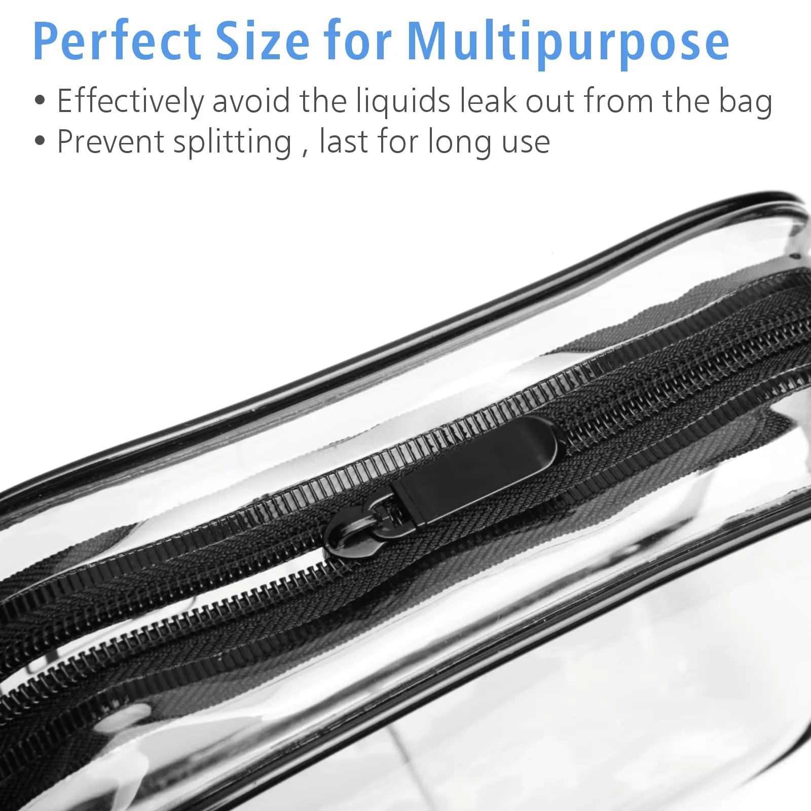 PACKISM Clear Makeup Bags - 3 Pack Quart Size Travel Bag TSA Approved Travel for Toiletries, Cosmetic Bags Carry on Clear Toiletry TSA Approved Toiletry, Black Large