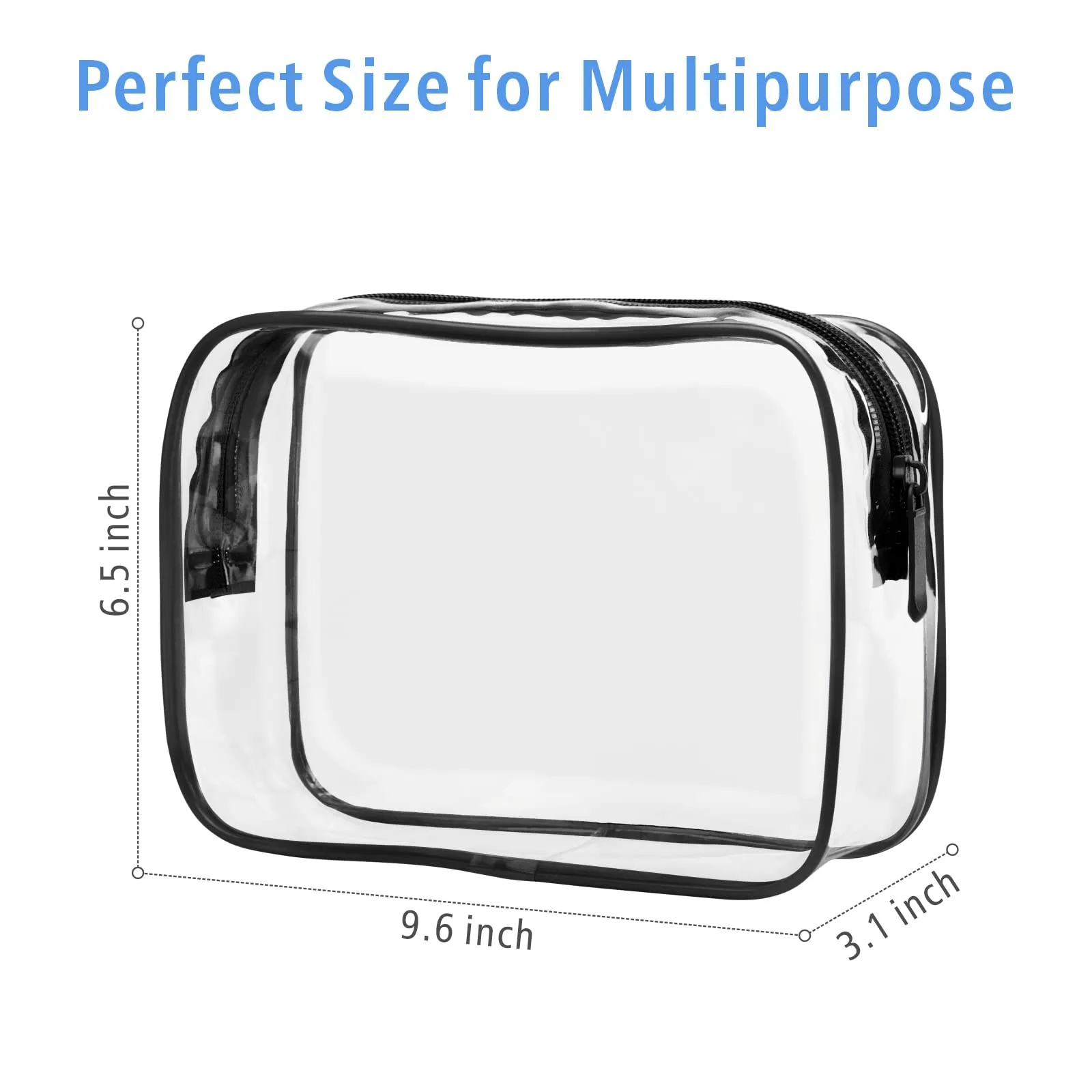 PACKISM Clear Makeup Bags - 3 Pack Quart Size Travel Bag TSA Approved Travel for Toiletries, Cosmetic Bags Carry on Clear Toiletry TSA Approved Toiletry, Black Large