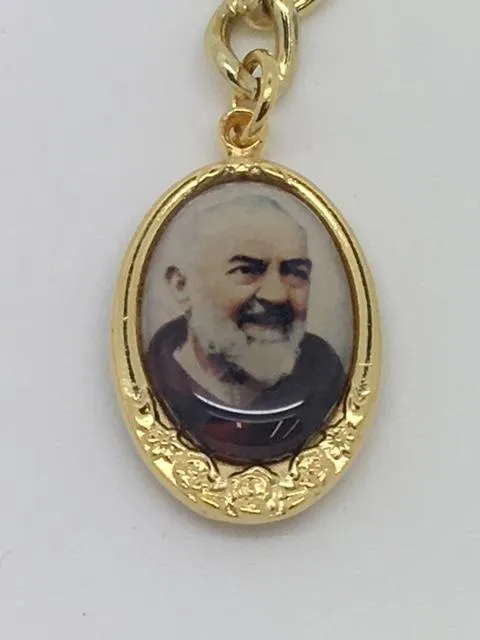 Padre Pio Keychain with Velvet Box