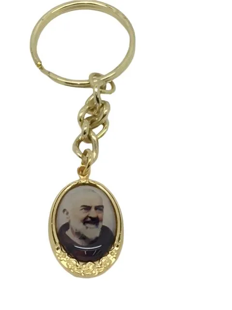 Padre Pio Keychain with Velvet Box