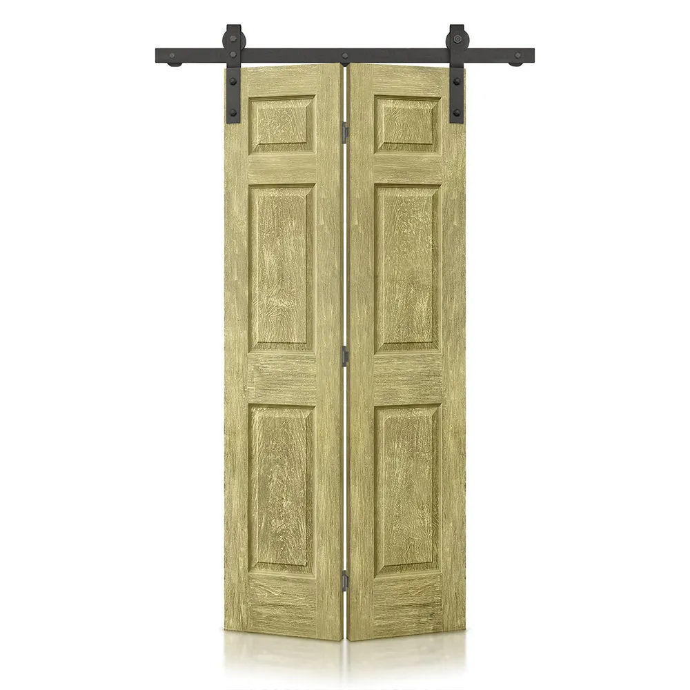 Paneled MDF Composite Bifold Barn Door with Installation Hardware Kit Calhome Size: 24" x 80" Finish: Antique Gold