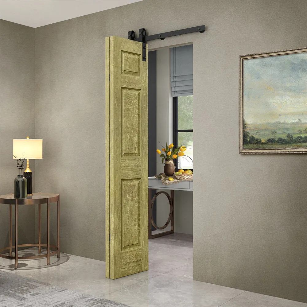 Paneled MDF Composite Bifold Barn Door with Installation Hardware Kit Calhome Size: 24" x 80" Finish: Antique Gold