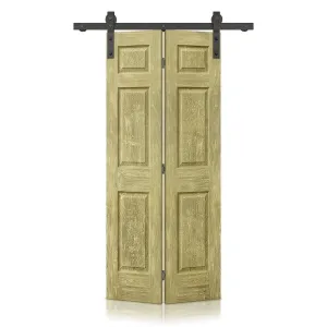 Paneled MDF Composite Bifold Barn Door with Installation Hardware Kit Calhome Size: 24" x 80" Finish: Antique Gold