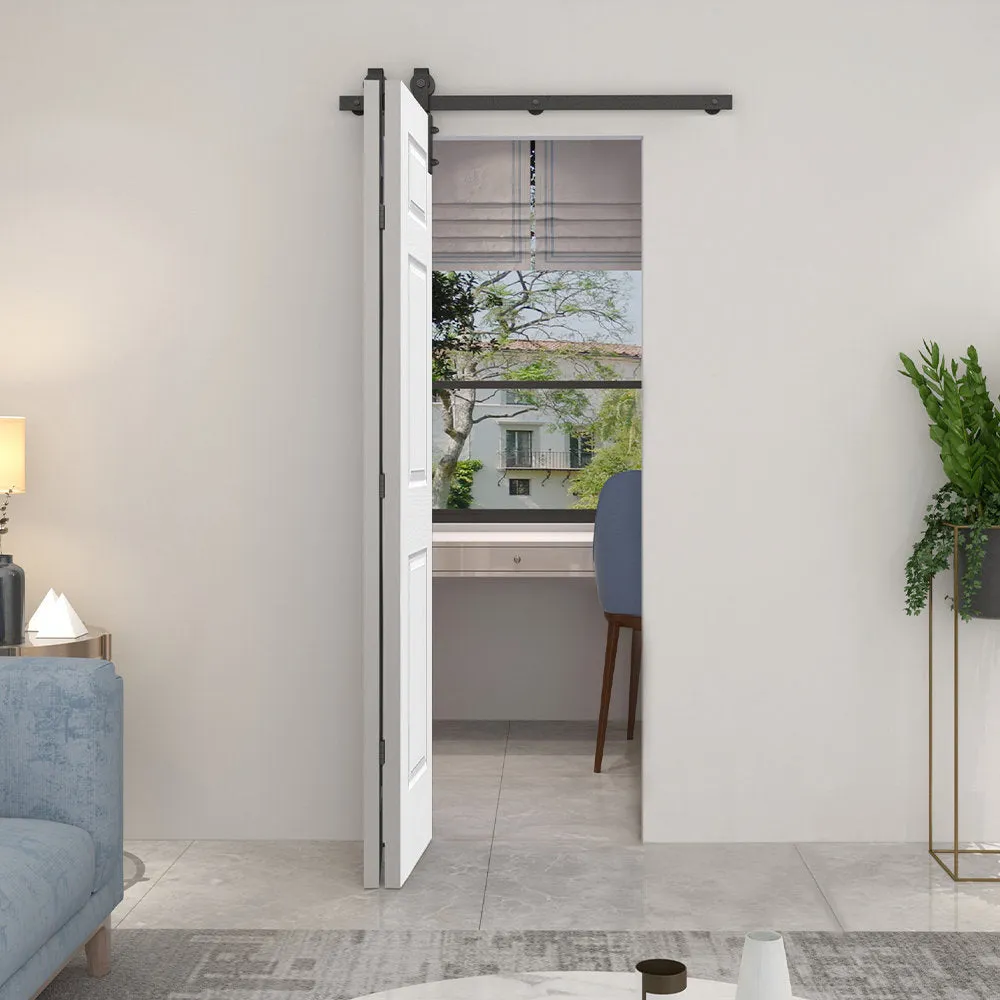 Paneled MDF Composite Bifold Barn Door with Installation Hardware Kit Calhome Size: 24" x 80" Finish: Primed White