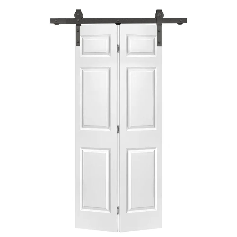 Paneled MDF Composite Bifold Barn Door with Installation Hardware Kit Calhome Size: 24" x 80" Finish: Primed White
