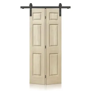 Paneled MDF Composite Bifold Barn Door with Installation Hardware Kit Calhome Size: 24" x 80" Finish: Vintage Cream
