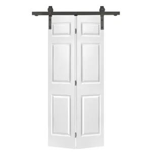 Paneled MDF Composite Bifold Barn Door with Installation Hardware Kit Calhome Size: 24" x 84" Finish: White