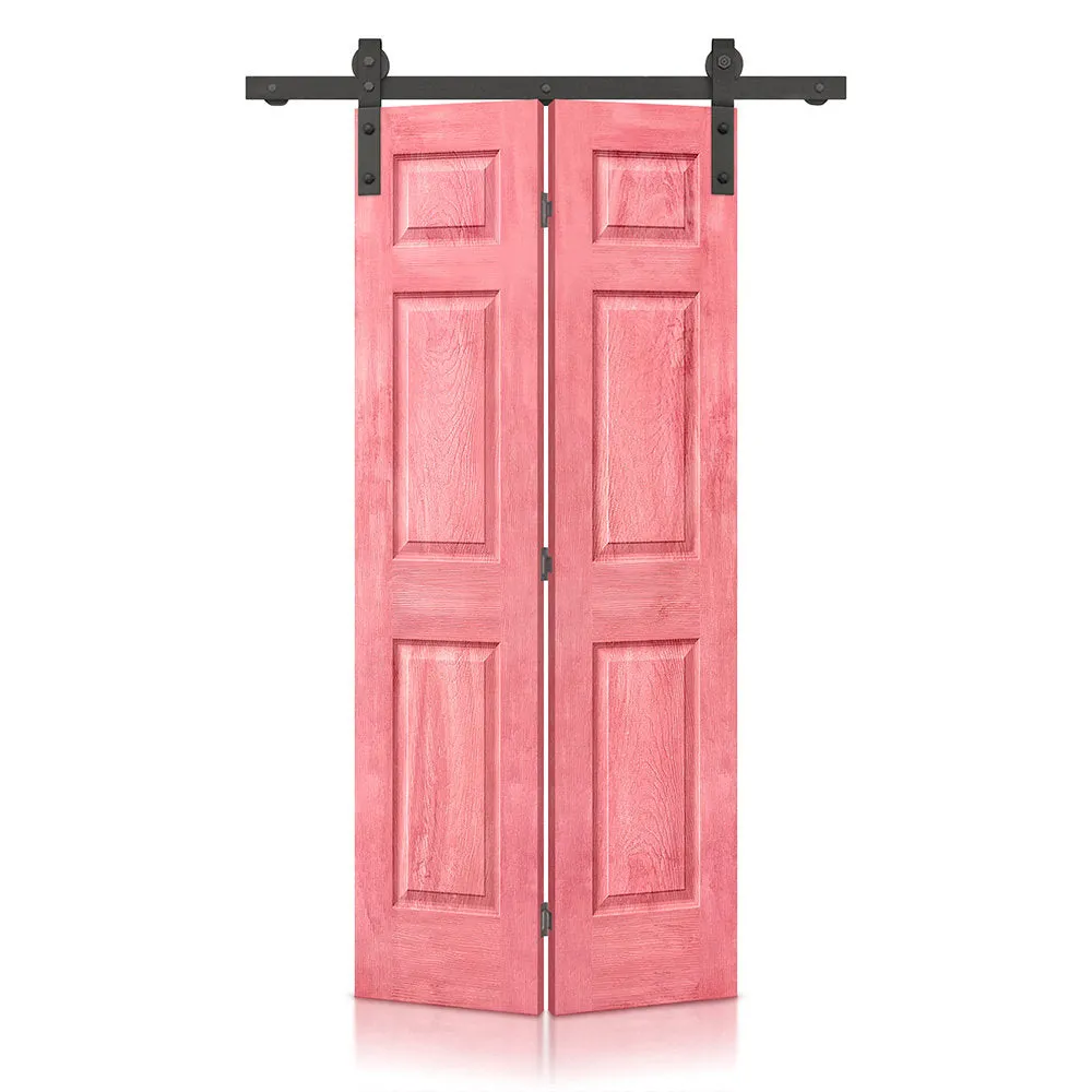 Paneled MDF Composite Bifold Barn Door with Installation Hardware Kit Calhome Size: 30" x 80" Finish: Antique Red