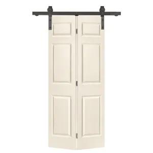 Paneled MDF Composite Bifold Barn Door with Installation Hardware Kit Calhome Size: 30" x 84" Finish: Beige