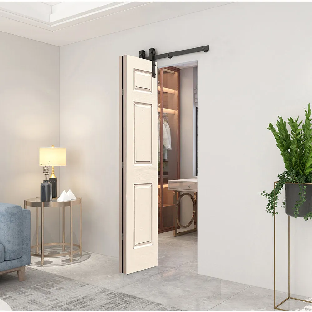 Paneled MDF Composite Bifold Barn Door with Installation Hardware Kit Calhome Size: 30" x 84" Finish: Beige