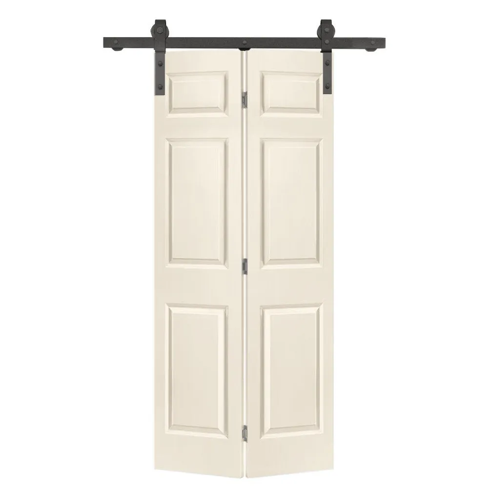 Paneled MDF Composite Bifold Barn Door with Installation Hardware Kit Calhome Size: 30" x 84" Finish: Beige