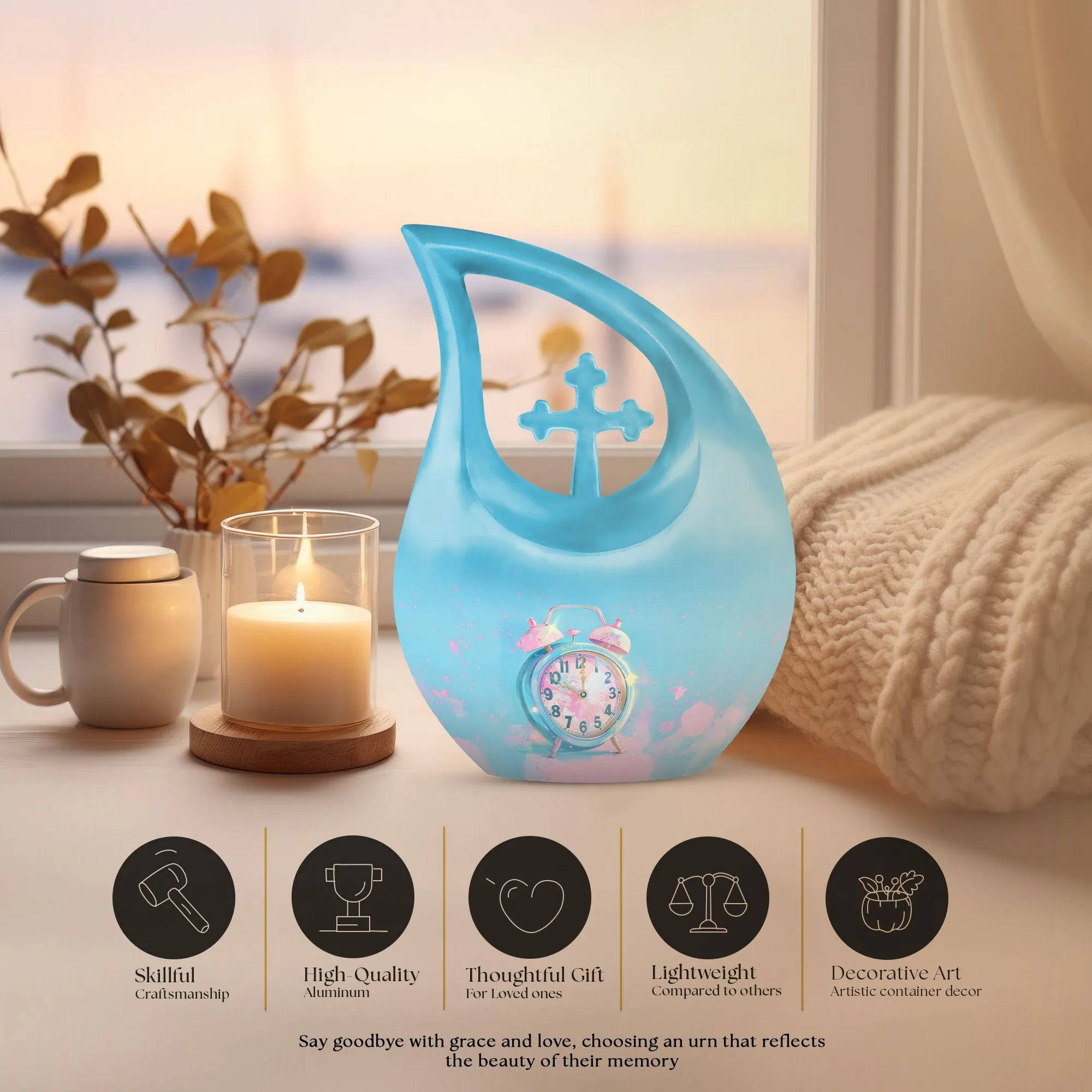 Pastel Moments A Small Urn For Ashes - 10 Inch Size Aluminium Urn