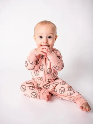 Peace Signs Bamboo Christmas Pajama Zippies (Baby)