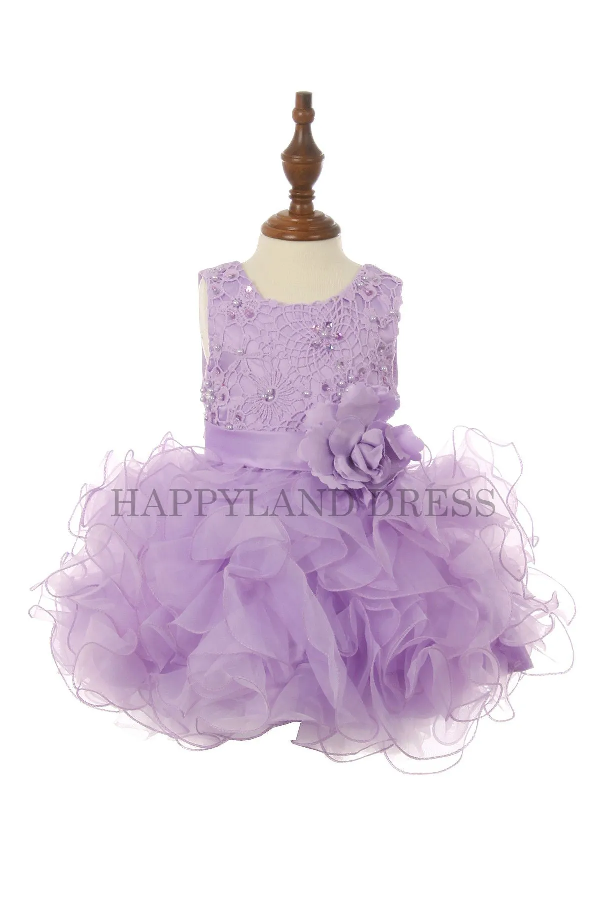 Peach Ruffle With Flower Baby Dress D8063