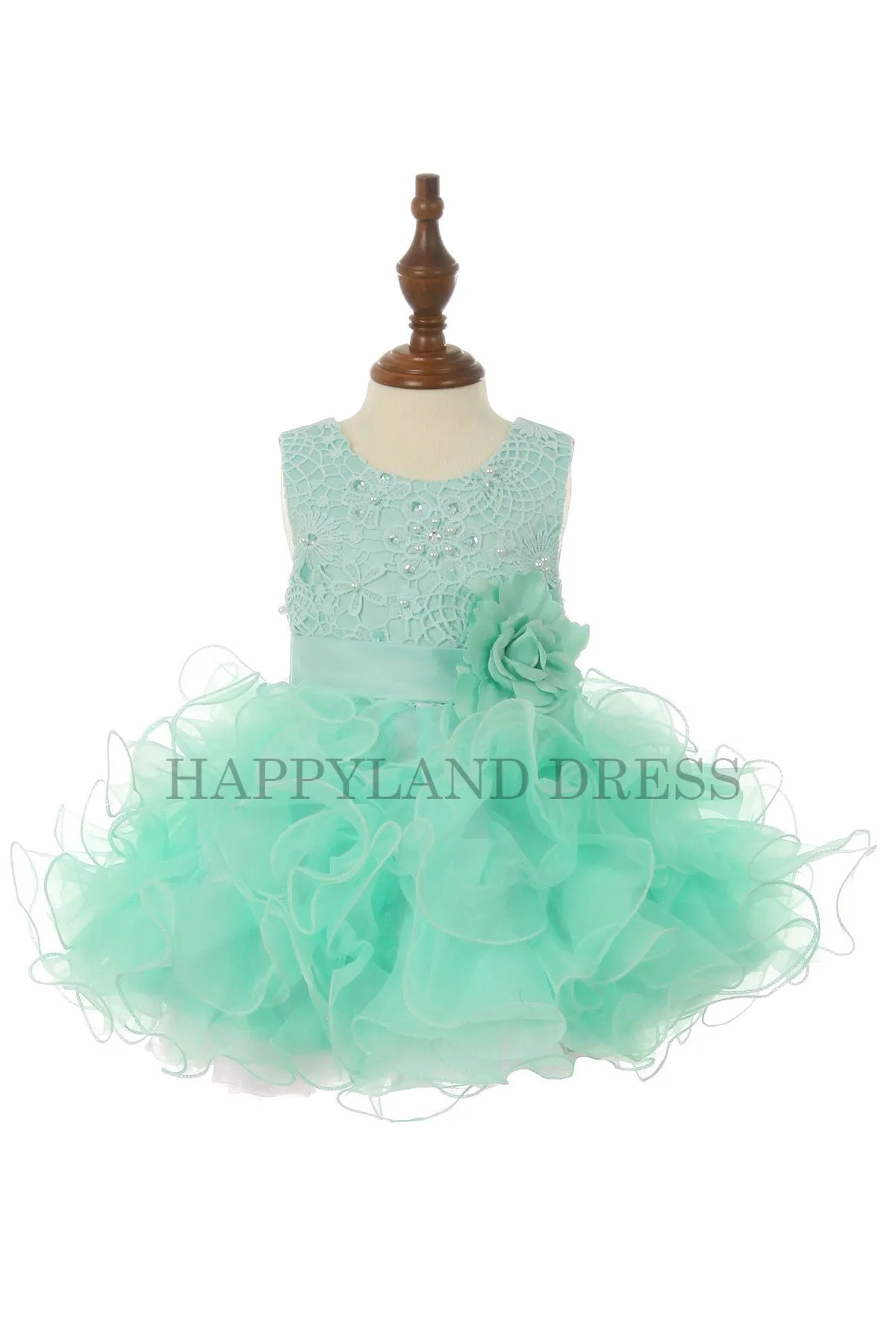 Peach Ruffle With Flower Baby Dress D8063