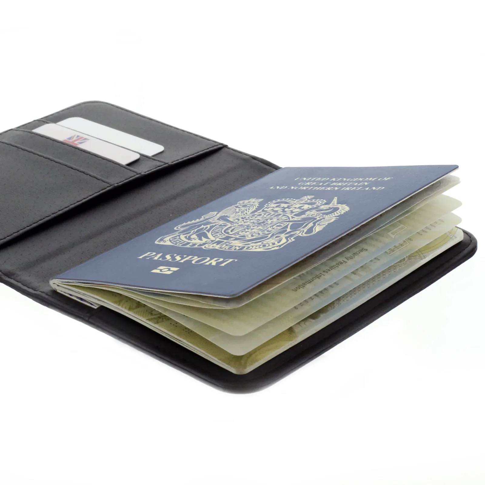 Personalised Passport Case & Tag with Black Marble & Text - Half Print