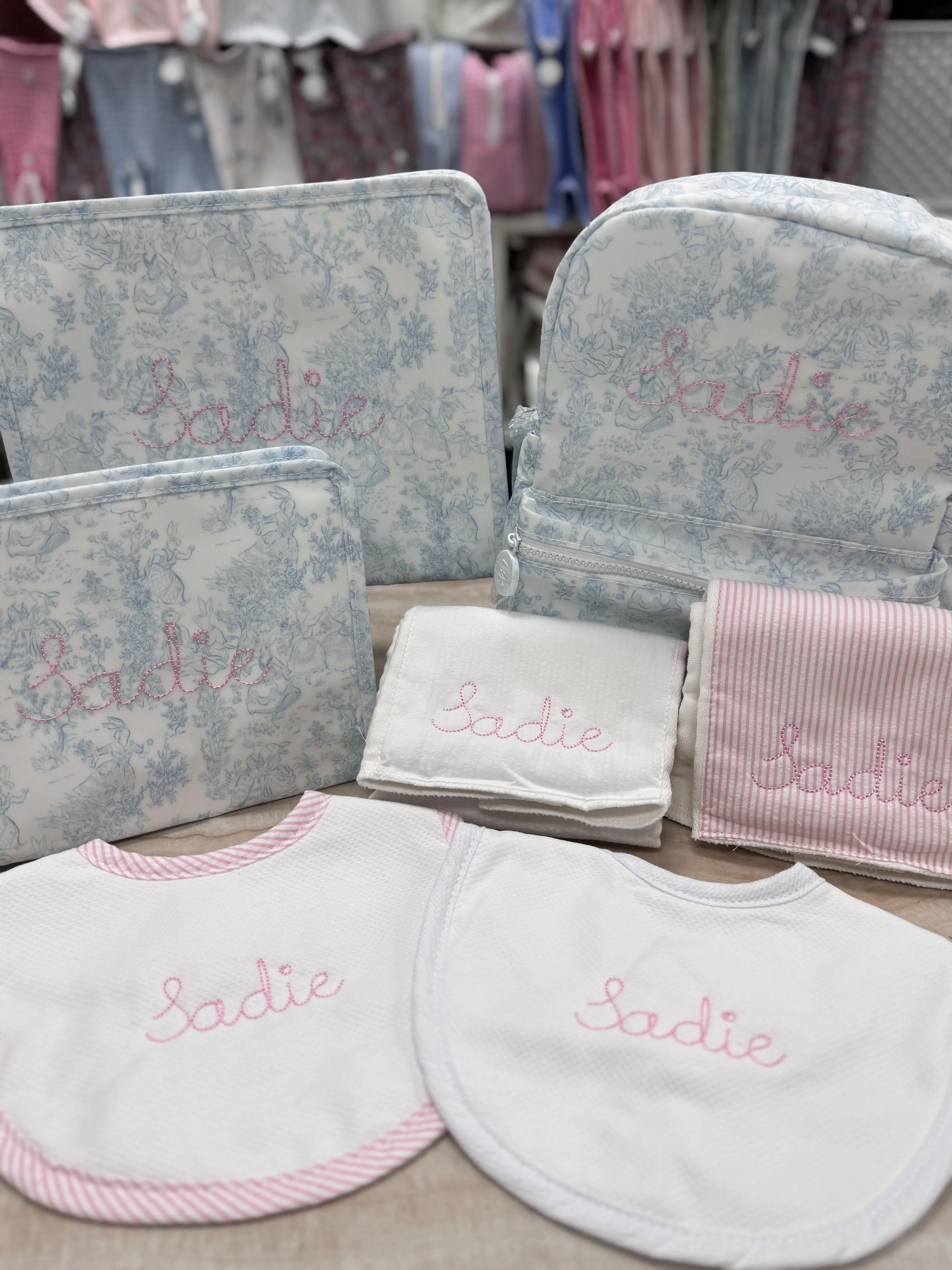 Personalized Nylon Blue Toile Duet