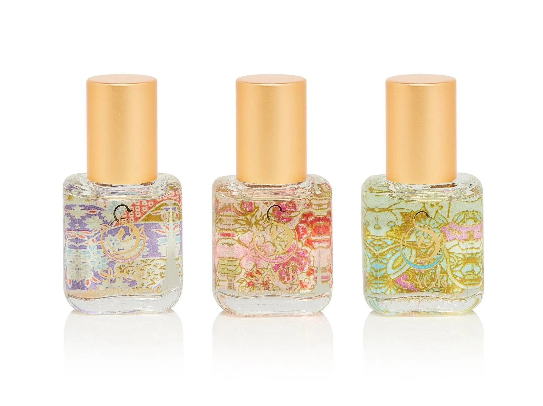 PETITE FLORAL TRIO ~ Rose Quartz, Turquoise, and Moonstone Organic Perfume Oil Extract Gift Set by Sage