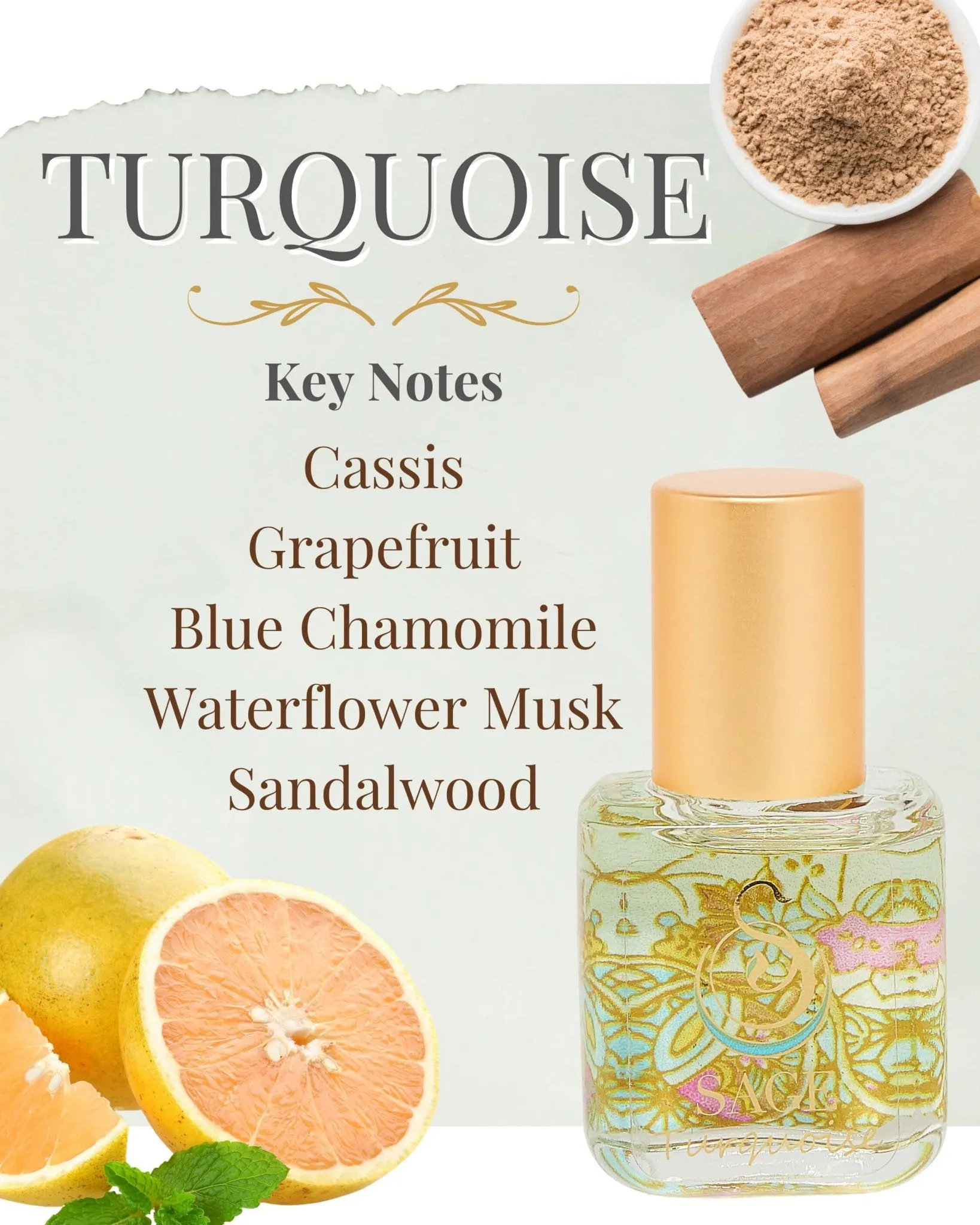 PETITE FRESH TRIO ~ Diamond, Sage, and Turquoise Organic Perfume Oil Extract Gift Set by Sage