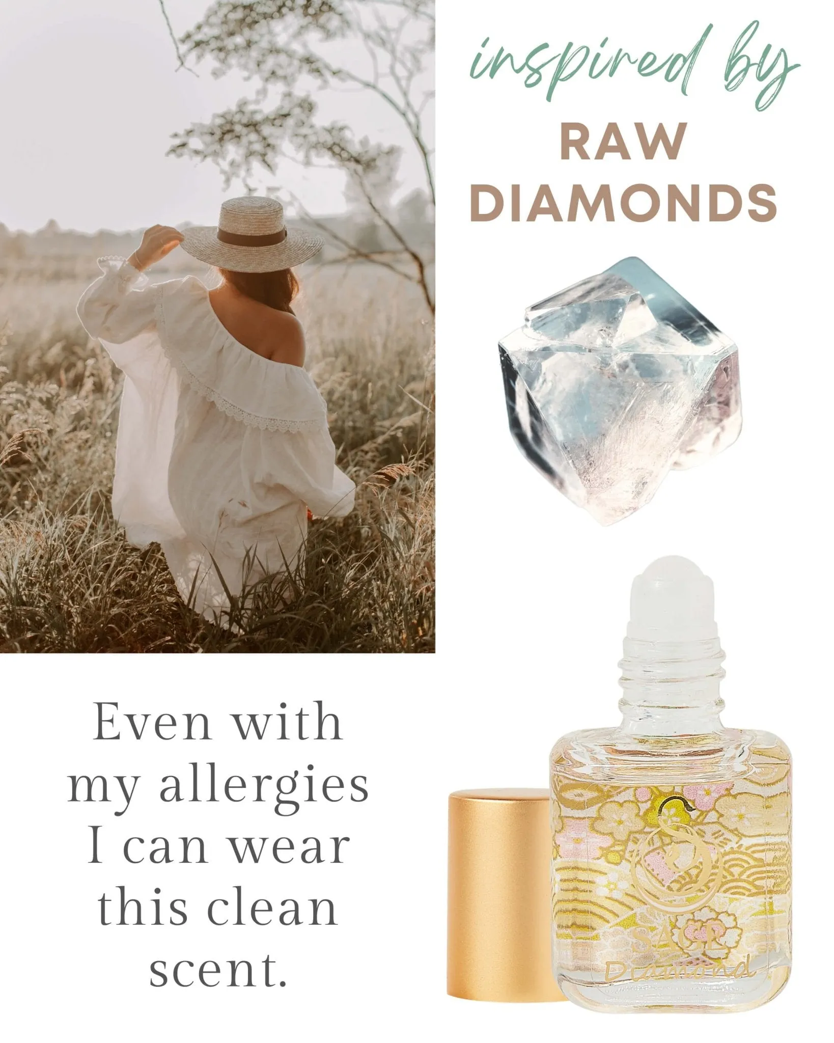 PETITE FRESH TRIO ~ Diamond, Sage, and Turquoise Organic Perfume Oil Extract Gift Set by Sage