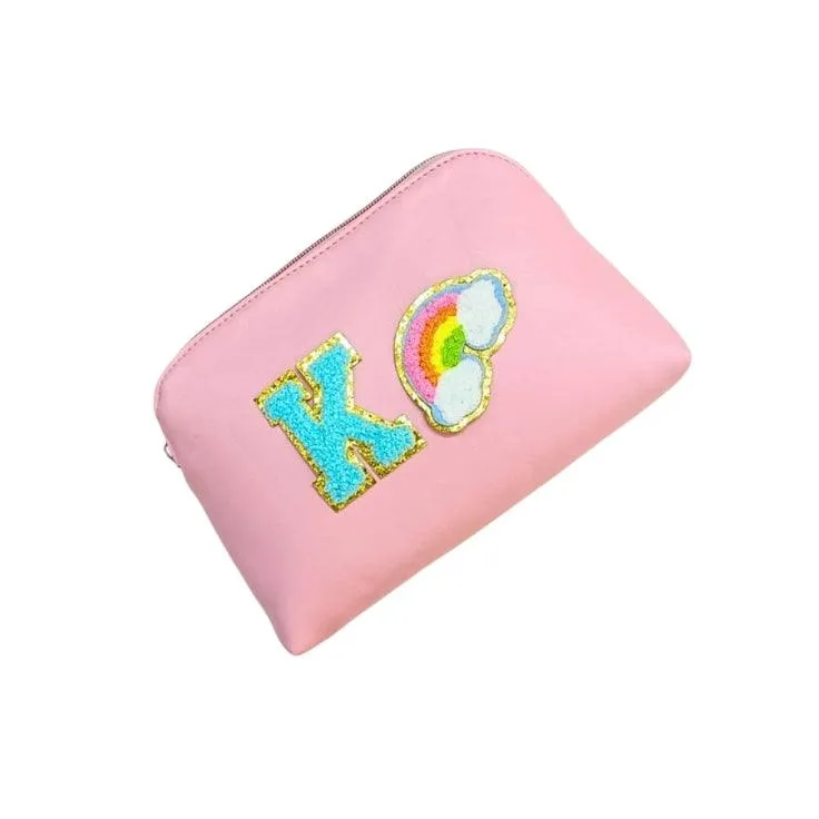 Pink Multipurpose Pouch with single Pocket | PU Leather Pouch with Motifs