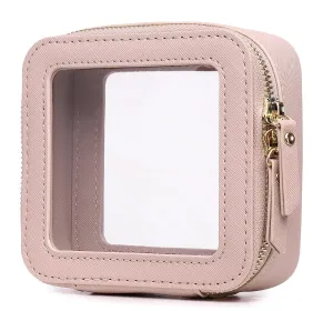 Pinkmik Small Makeup Bag Mini Clear Cosmetic Makeup Case & Toiletry Bag with Zipper Women's Purse Organizer & Car Essentials (Pink, MINI-1)