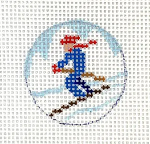 PKR-37: Planet Earth Key Ring Insert – Downhill Skier on Mountain
