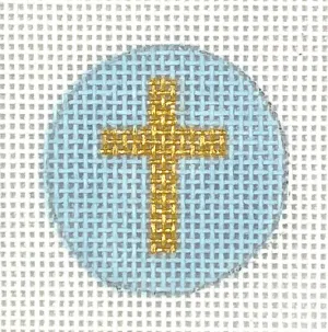 PKR-45: Planet Earth Key Ring Insert – Gold Cross on Sky Blue