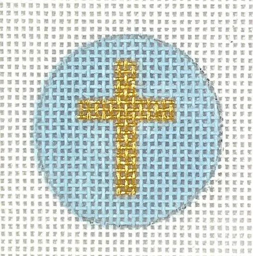 PKR-45: Planet Earth Key Ring Insert – Gold Cross on Sky Blue