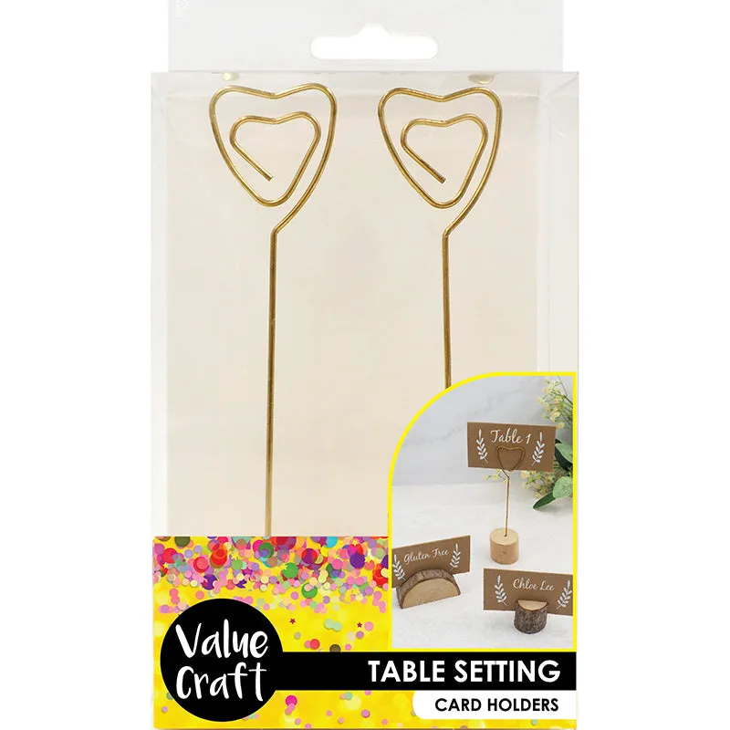 PLACE CARD HOLDERS METAL HEART GOLD 2PC