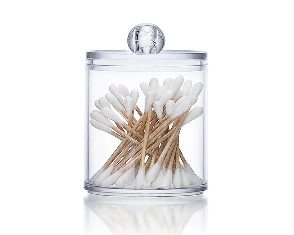Plastic Cotton Swab Holder with Lid 2 Pieces Bathroom Apothecary Jars