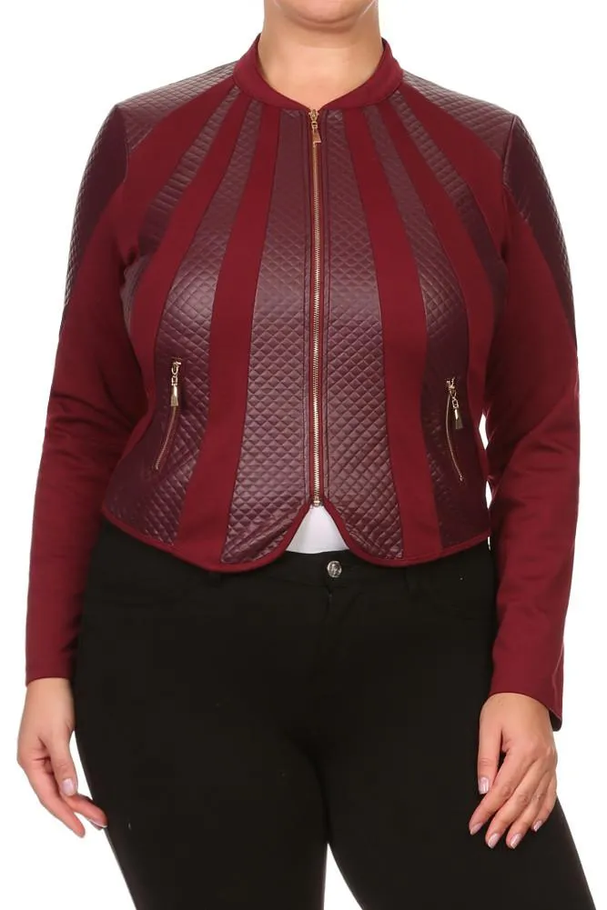 Plus Size Leather Persuasion Zipper Jacket