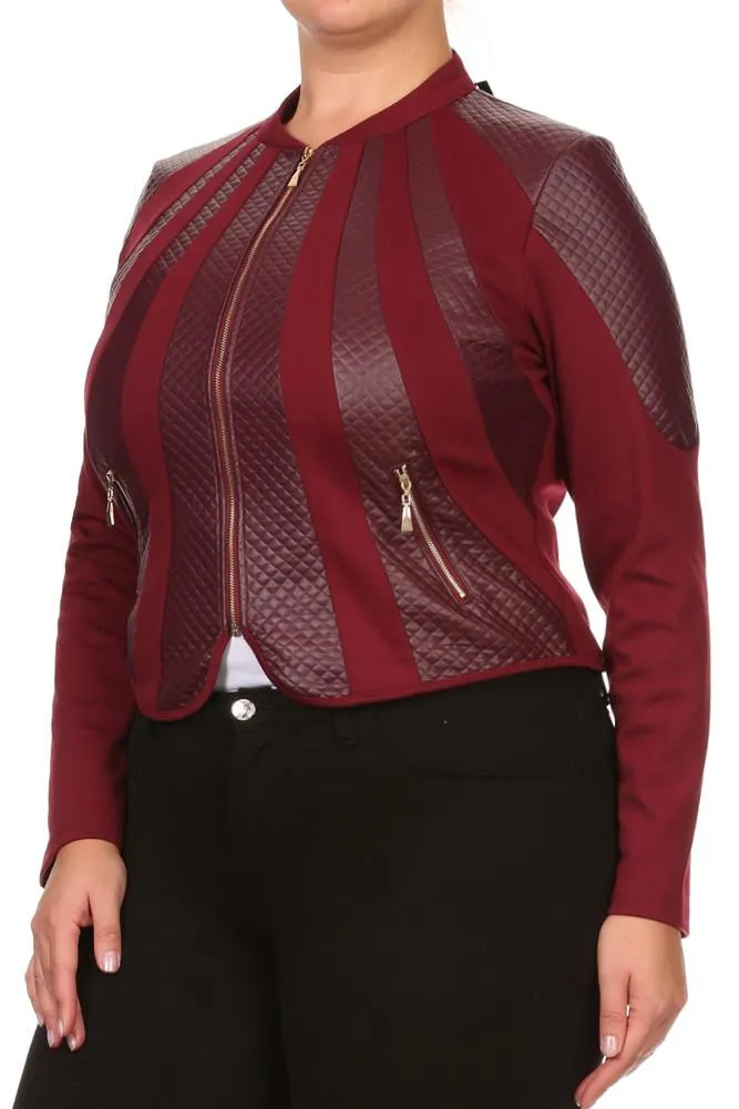 Plus Size Leather Persuasion Zipper Jacket