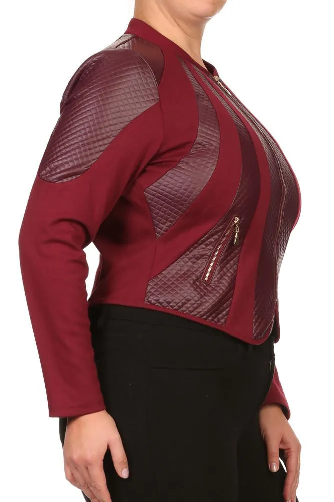 Plus Size Leather Persuasion Zipper Jacket