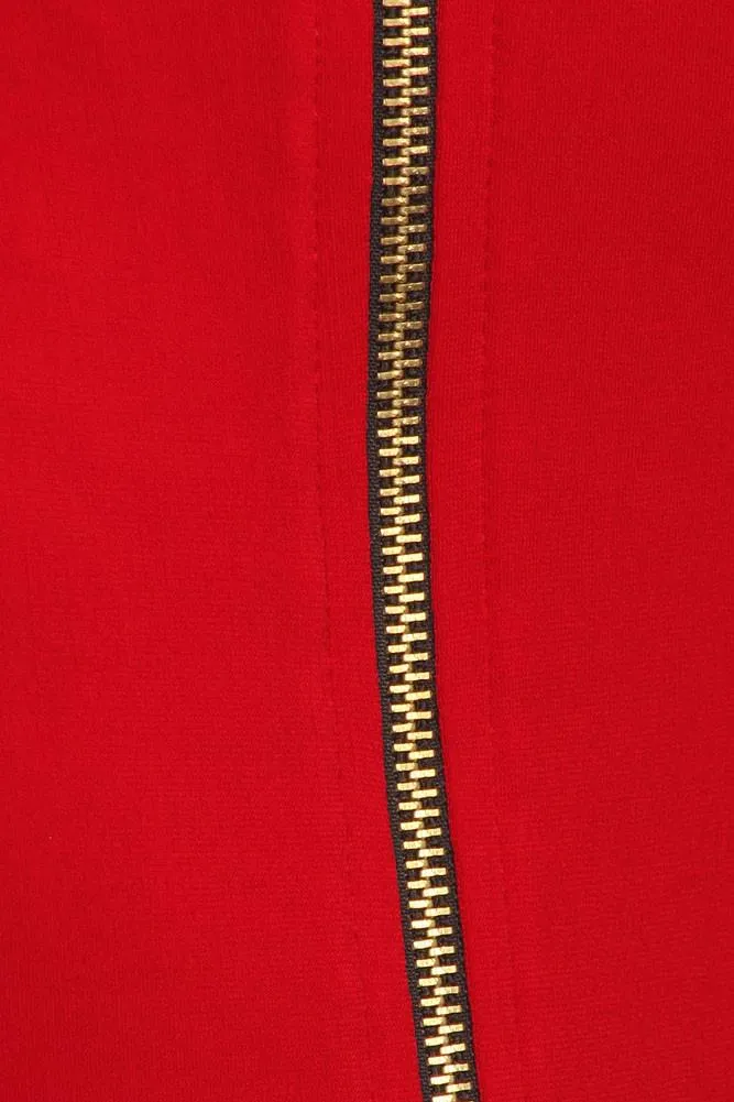 Plus Size Sexy One Sleeve Zipper Maxi Red Dress
