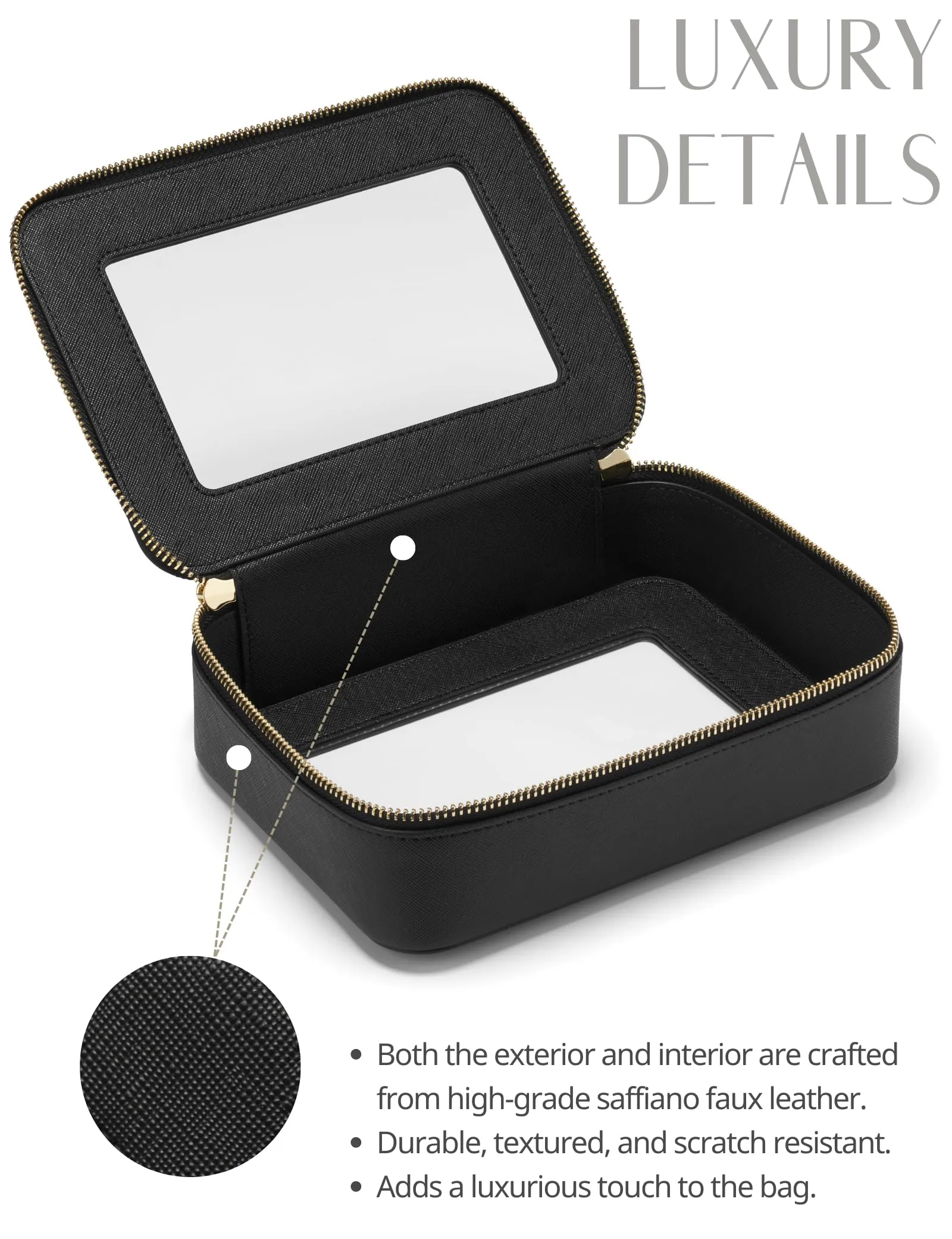 Popvibe Clear Makeup Bag, Two-Piece Set, Black