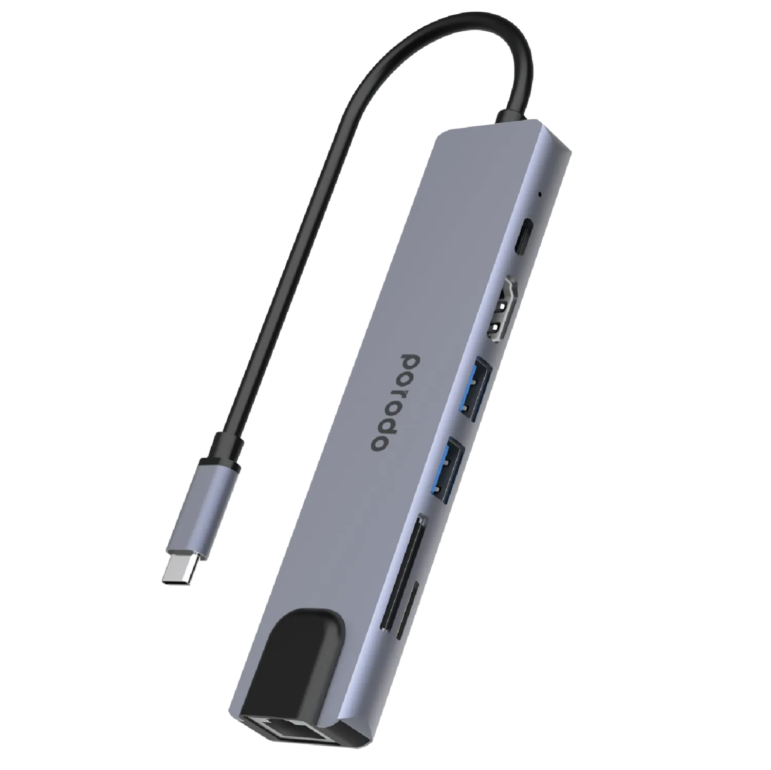 Porodo 7in1 Aluminum USB-C Hub 4K HDMI 100W Power Delivery