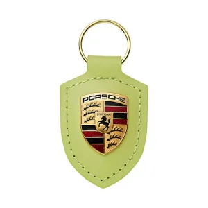 Porsche Crest Leather Keychain - Cartagena Yellow Metallic