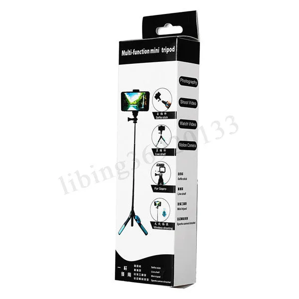Portable Extendable Monopod Selfie Stick Tripod Bluetooth Remote for Phone Camera GoPro blue