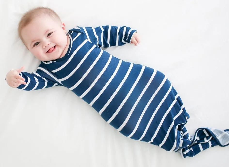 Posh Peanut Blue & White Stripe Knotted Gown