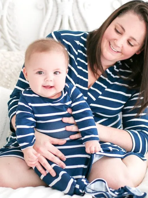 Posh Peanut Blue & White Stripe Knotted Gown
