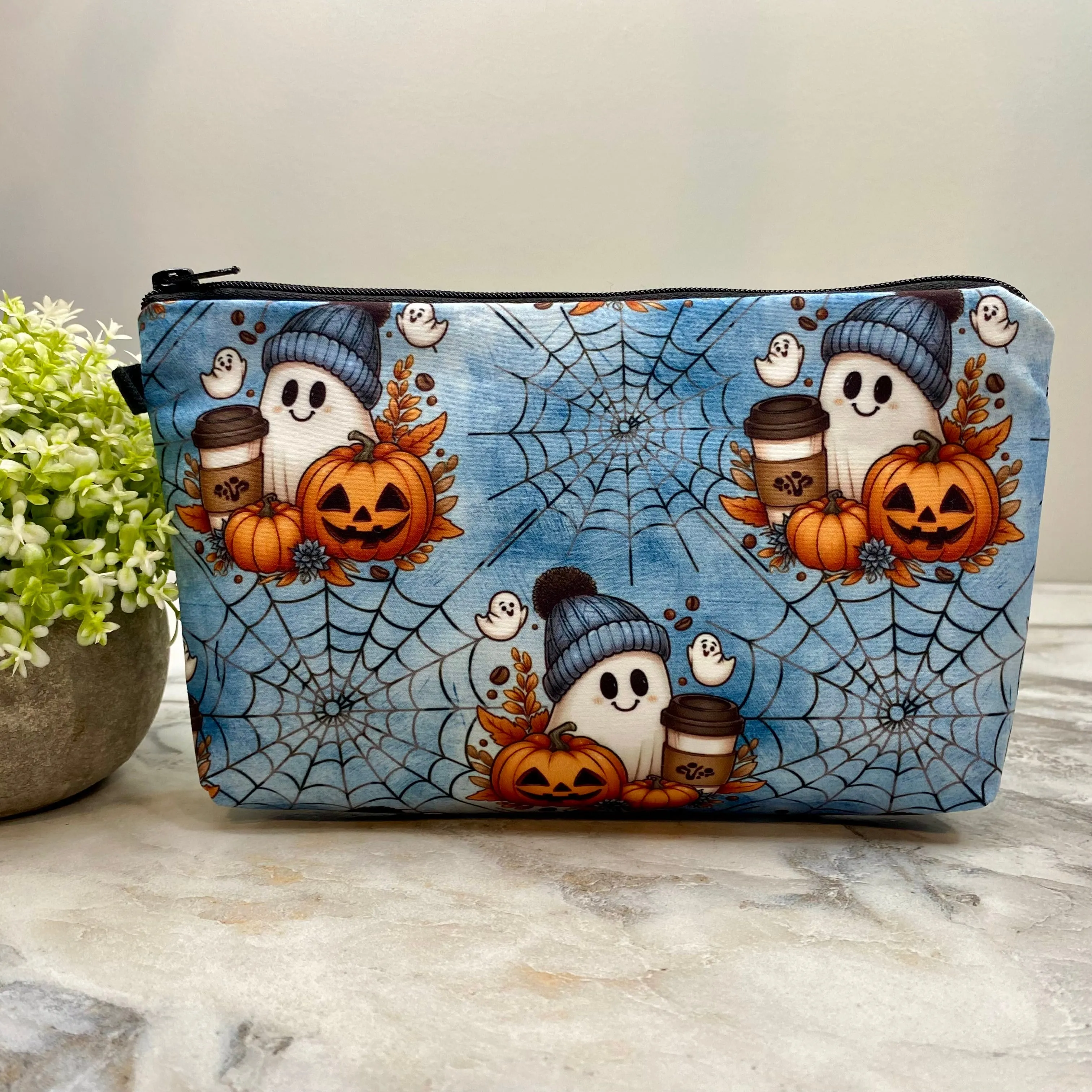 Pouch & Mini Pouch Bundled Set - Fall Pumpkin Ghostie