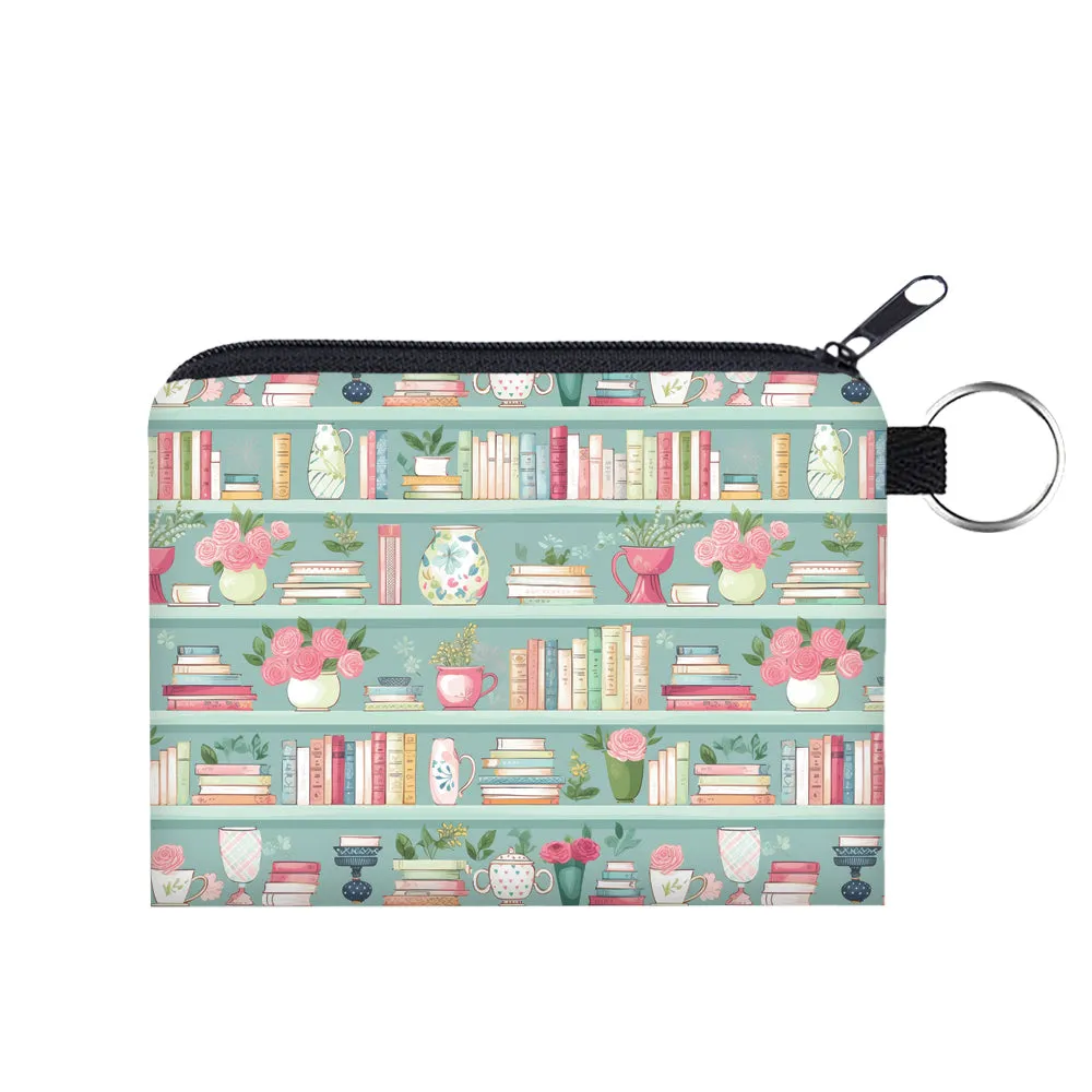 Pouch & Mini Pouch Bundled Set - Mint Floral Bookcase