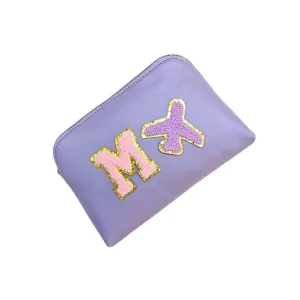 Purple Multipurpose Pouch with single Pocket | PU Leather Pouch with Motifs