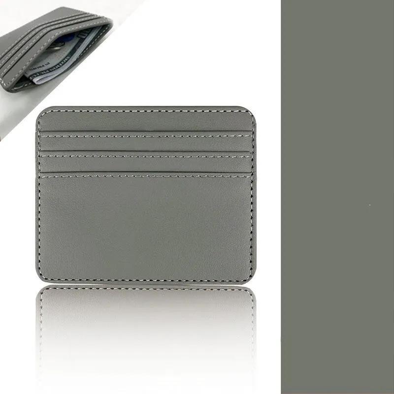 Realaiot 1Pc Pu Leather ID Card Holder Candy Color Bank Credit Card Box Multi Slot Slim Card Case Wallet Women Men Business Card Cover