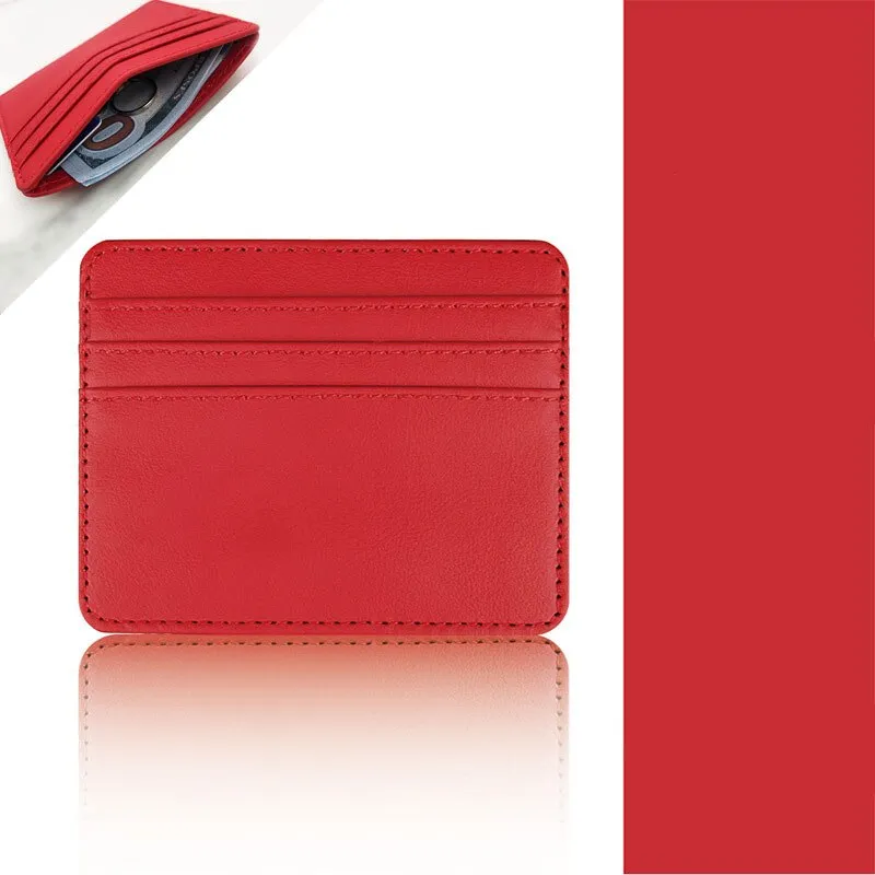 Realaiot 1Pc Pu Leather ID Card Holder Candy Color Bank Credit Card Box Multi Slot Slim Card Case Wallet Women Men Business Card Cover